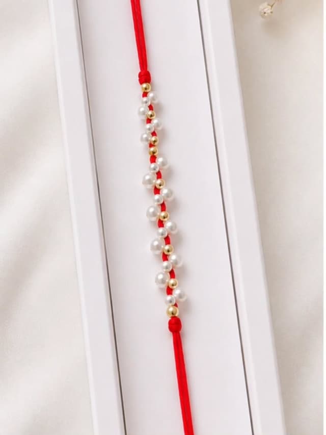 Pearl & Golden Bead Rakhi